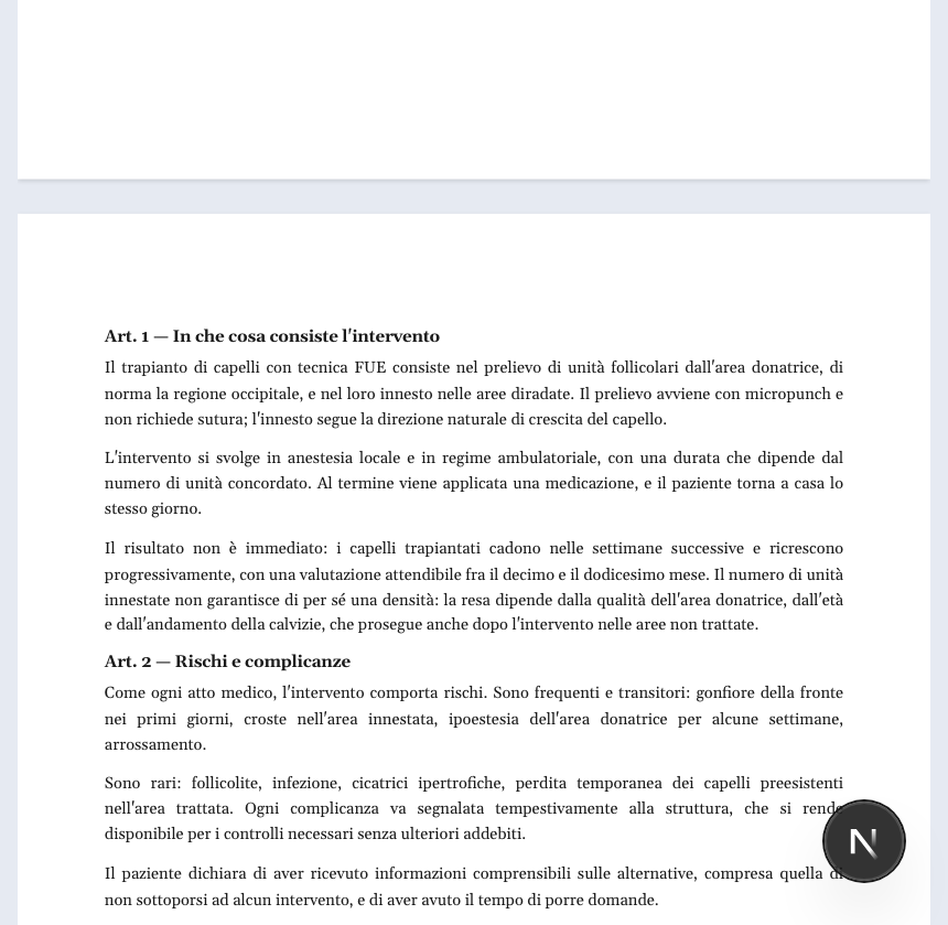 Il documento si legge *prima di firmarlo*
