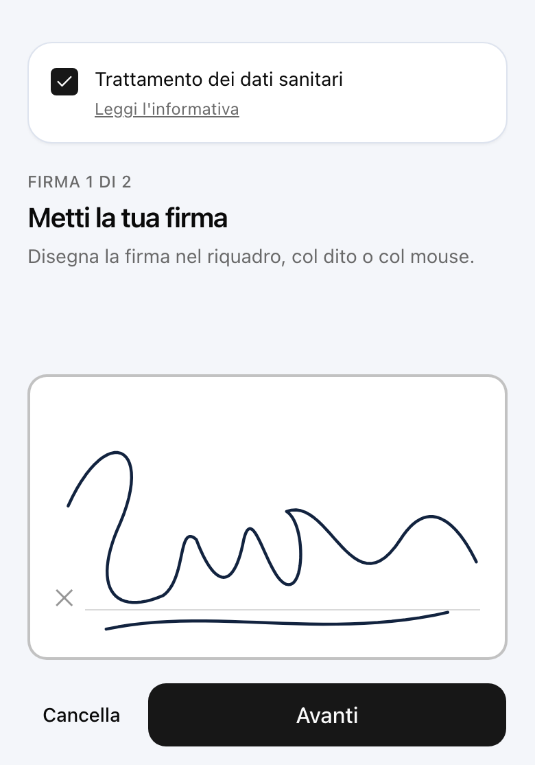 La firma si traccia *col dito*