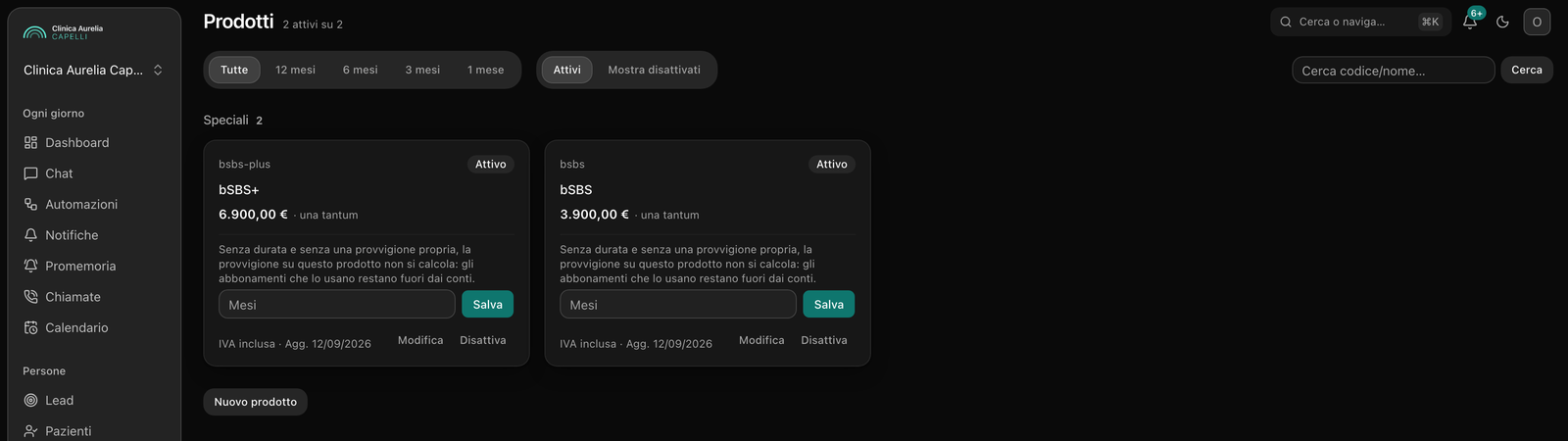 Il listino decide *il preventivo*