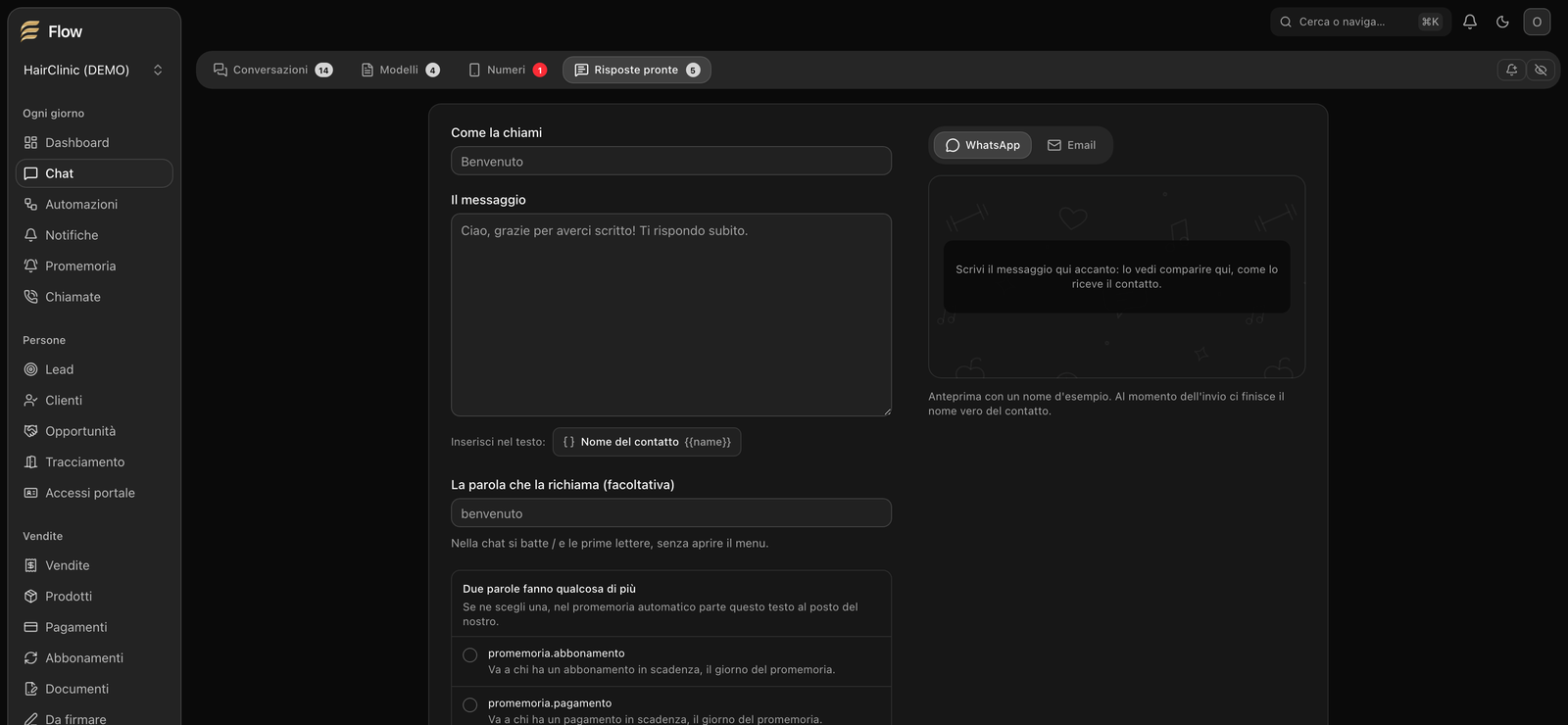 Si batte una parola *e il testo compare*