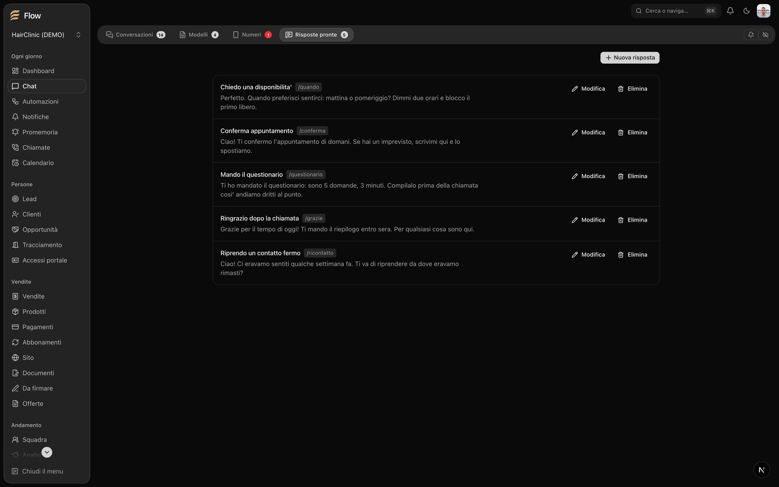 Le risposte pronte *si scrivono una volta*